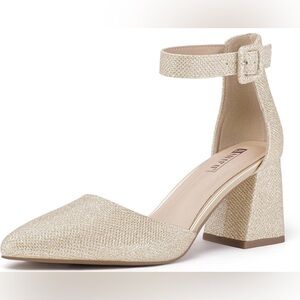 IDIFU IN3 Gold Glitter Chunky Block Closed Toe Pumps NWT